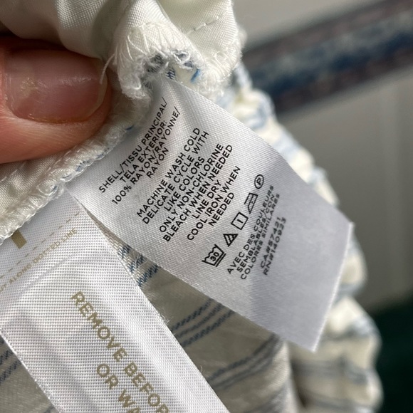 LOFT White Blue Striped Paperbag Shorts High Waist Medium - Picture 11 of 11